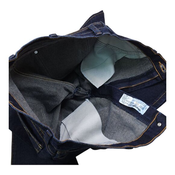 Wrangler Men 36x32 Straight Leg Dark Wash Denim Jeans Black Label Silver Writing - Picture 8 of 9